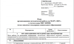 План работы на Март 2025 г.